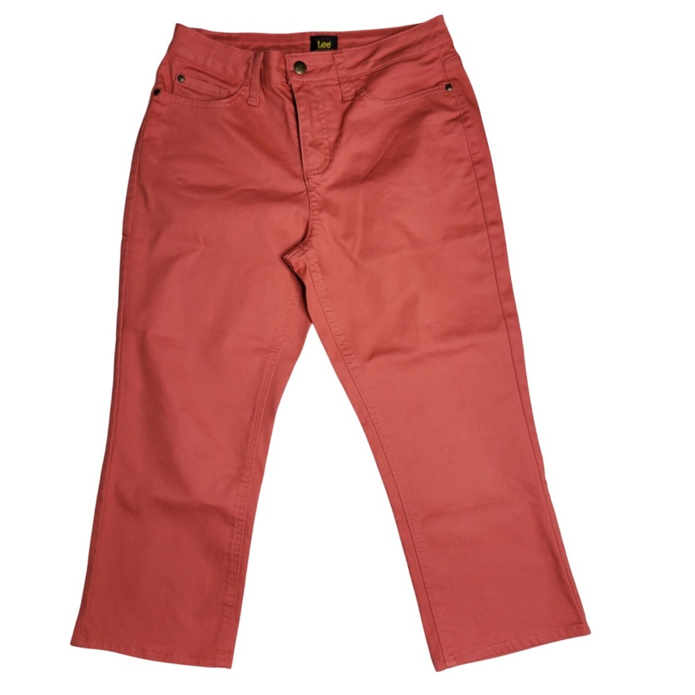 Lee Women's Coral Cropped Pants Size 10 Medium Relaxed Fit Cotton Blend